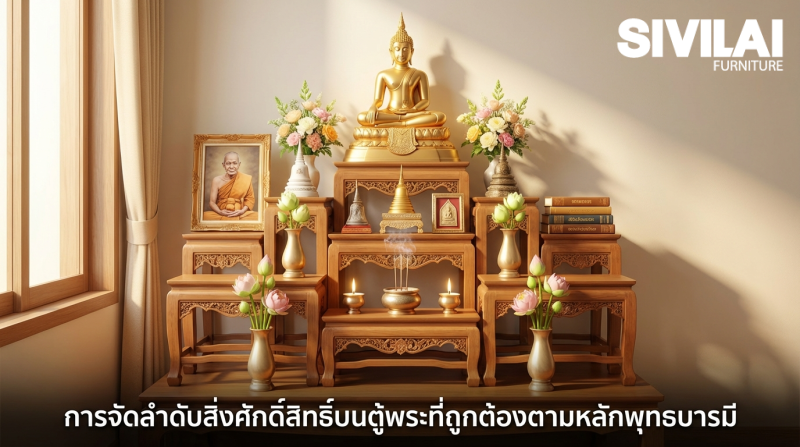 การจัดลำดับสิ่งศักดิ์สิทธิ์บนตู้พระที่ถูกต้องตามหลักพุทธบารมี