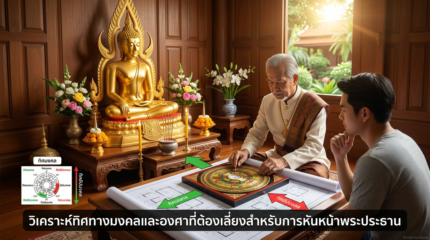 วิเคราะห์ทิศทางมงคลและองศาที่ต้องเลี่ยงสำหรับการหันหน้าพระประธาน